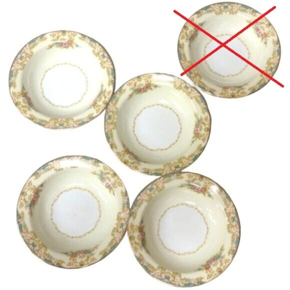 Noritake Japan Camelot 6000 Pattern Rim Fruit/Dessert Bowls Gold Trim Set of 4 - Picture 3 of 9